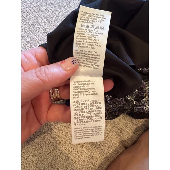 J. Crew Crewcuts Girls' Flutter Sleeve Sequin Dress Silver Black Eras Tour Sz 14 - Picture 14 of 16